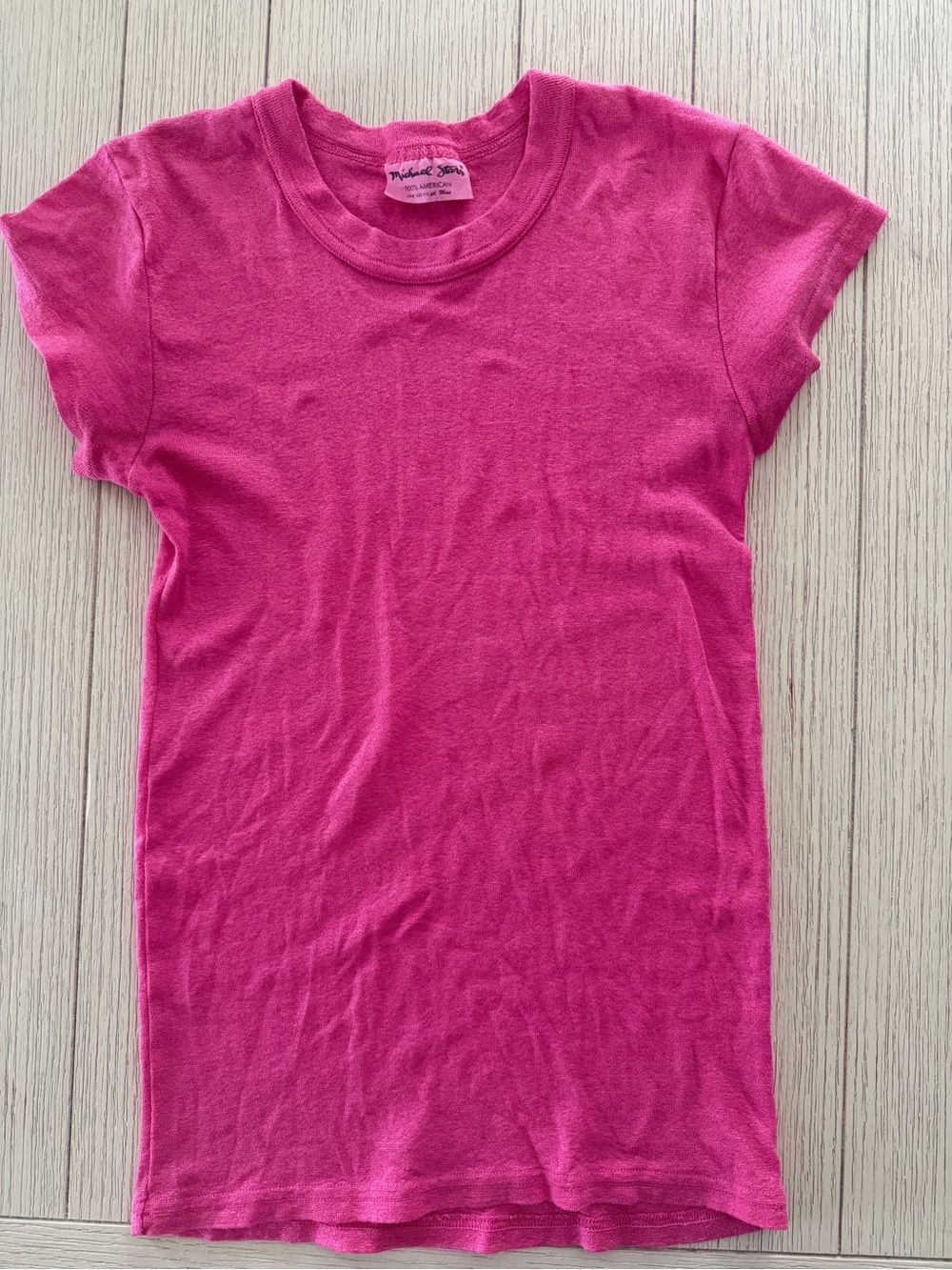 Michael Stars Bright Pink Girls' Short Sleeve Crew Tee